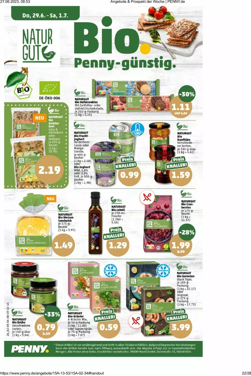 Aktueller Prospekt Penny - Prospekte - von 26.06 bis 01.07.2023 - strona 22 - produkty: angebot, angebote, Becher, beutel, bio, cassis, gin, joghur, joghurt, joghurt mild, konfitüre, kräuter, lack, milch, natur, schoko, schokolade, Ti, vanille