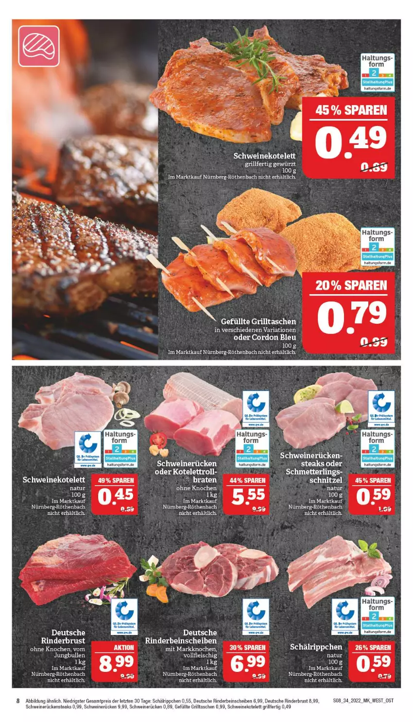 Aktueller Prospekt Marktkauf - Prospekt - von 21.08 bis 27.08.2022 - strona 12 - produkty: braten, cordon bleu, eis, grill, jungbullen, kotelett, Mett, natur, reis, Ria, rind, rinder, Rückensteak, rückensteaks, Schmetterling, schnitzel, schwein, schweine, schweinekotelett, schweinerücken, steak, steaks, Tasche, taschen, Ti, wein, weine, ZTE