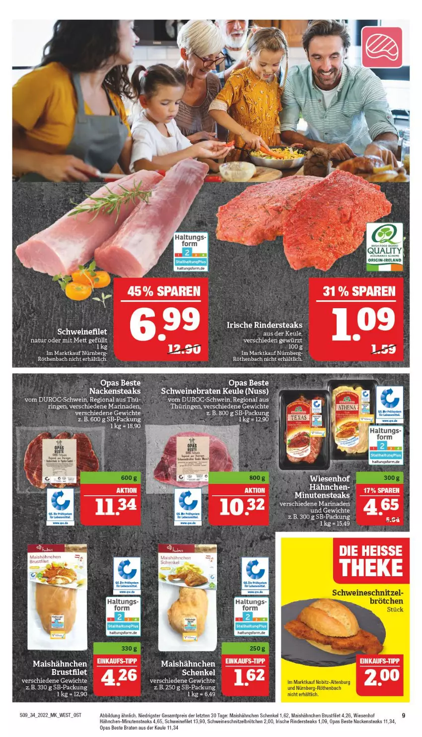 Aktueller Prospekt Marktkauf - Prospekt - von 21.08 bis 27.08.2022 - strona 13 - produkty: braten, brötchen, brustfilet, eis, filet, henkel, mais, marinade, minutensteaks, Nackensteak, nackensteaks, nuss, reis, rind, rinder, Rindersteak, ring, schenkel, schnitzel, schwein, schweine, schweinebraten, schweinefilet, schweineschnitzel, steak, steaks, Ti, wein, weine, wiesenhof, ZTE