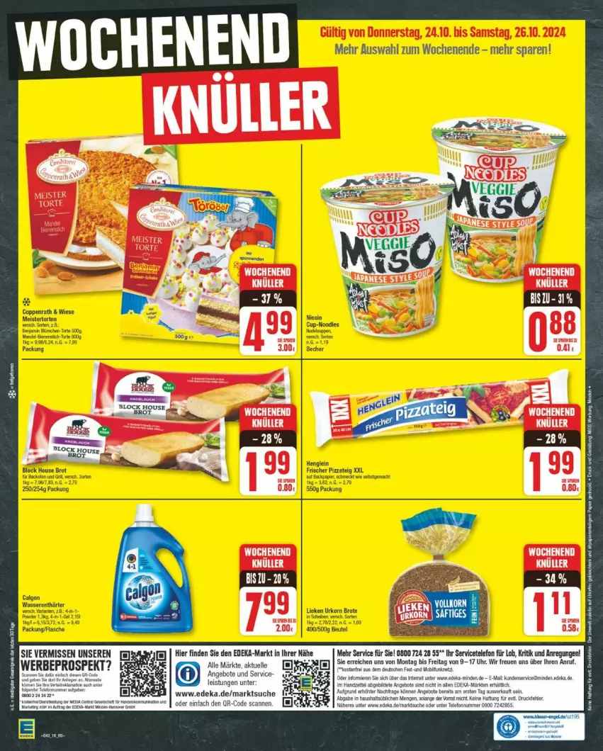 Aktueller Prospekt Edeka - Prospekte - von 21.10 bis 26.10.2024 - strona 16 - produkty: angebot, angebote, bacon, brot, coppenrath, deka, eis, elle, flasche, korn, Meister, rosen, telefon, Ti, torte, uhr, veggie