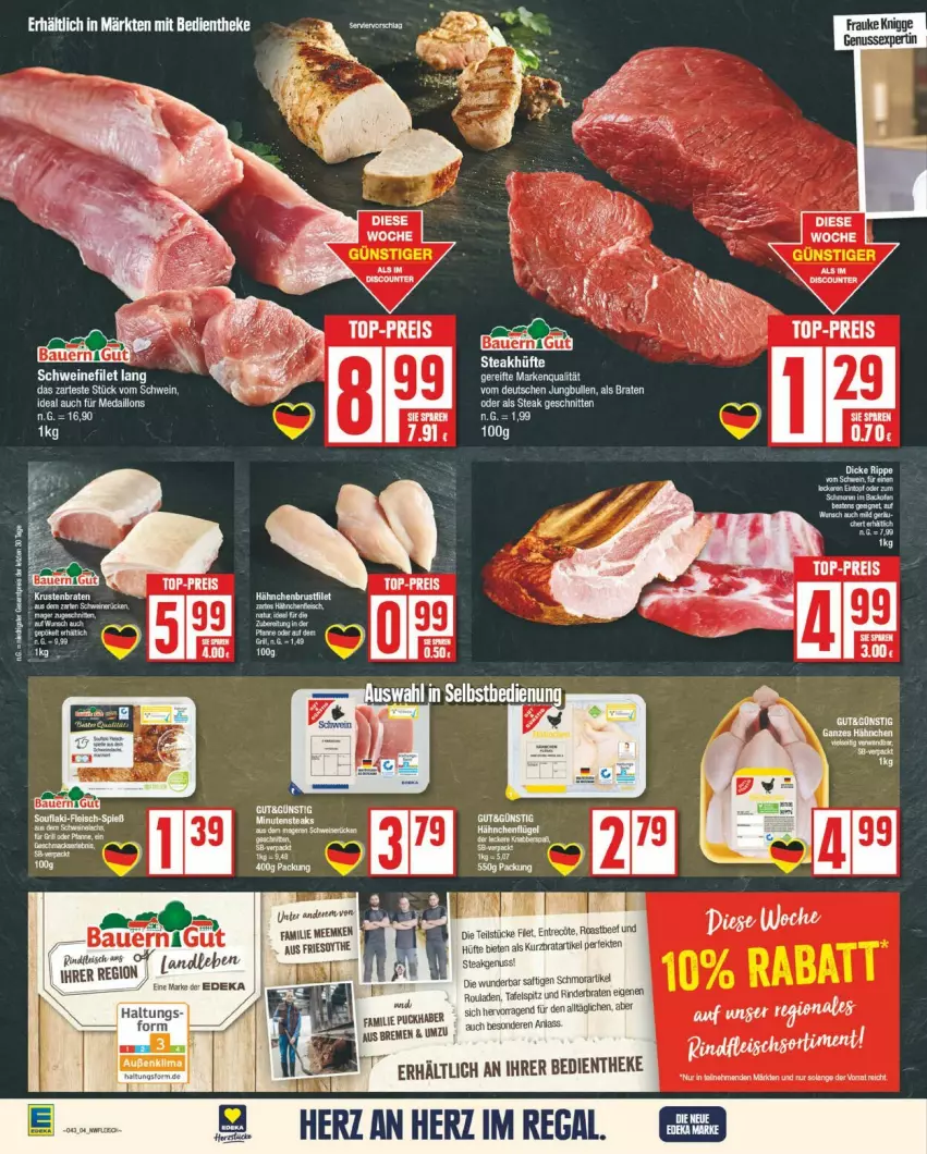 Aktueller Prospekt Edeka - Prospekte - von 21.10 bis 26.10.2024 - strona 4 - produkty: auer, Bau, Bauer, beef, bett, Betten, braten, deka, eis, erde, fleisch, hähnchenbrust, medaillons, nuss, reis, rind, rinder, rinderbraten, rindfleisch, roastbeef, tee, Ti, top-preis