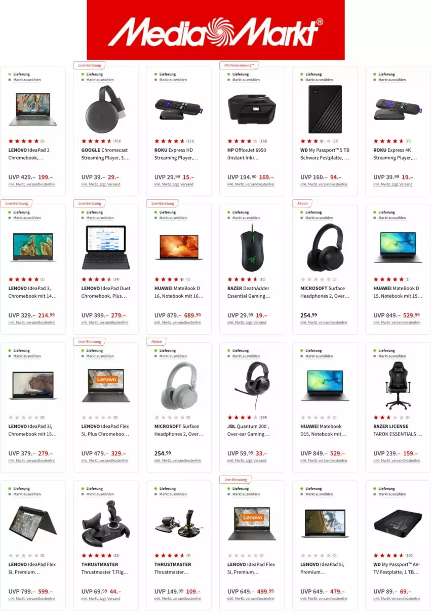 Aktueller Prospekt Media Markt - Prospekte - von 08.06 bis 14.06.2022 - strona 8 - produkty: festplatte, HP, huawei, Huawei Mate, Huawei MateBook, jbl, latte, lenovo, MateBook, ndk, notebook, office, OfficeJet, Razer, Sport, Surf, Ti, versandkostenfrei