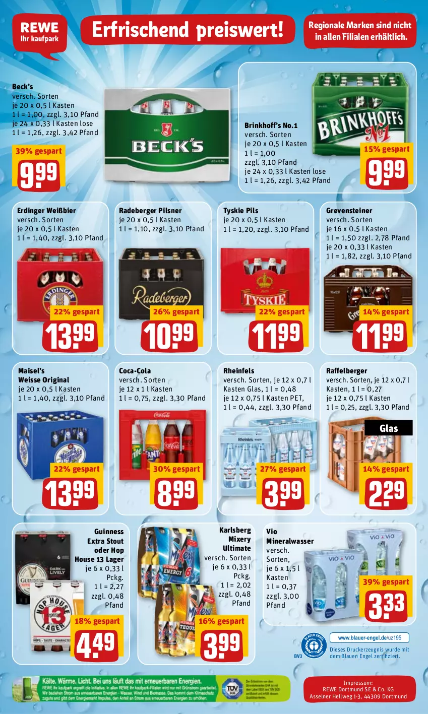 Aktueller Prospekt Rewe - REWE Ihr Kaufpark - von 31.01 bis 05.02.2022 - strona 24 - produkty: Alwa, Berger, bier, coca-cola, cola, drucker, eis, Engel, erdinger, gin, grevensteiner, Guinness, karlsberg, karlsberg mixery, kerze, mais, mineralwasser, Mixer, mixery, pils, pilsner, radeberger, radeberger pilsner, reis, steiner, Ti, tyskie, wasser