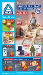 Gazetka promocyjna Aldi Nord - Von Montag - Gazetka - ważna od 04.11 do 04.11.2023 - strona 1 - produkty: aldi, alpro, bier, drink, eis, filet, filets, gin, haselnuss, Holz, Kugel, lamm, leine, mandel, milch, natur, nuss, Overall, pocopiano, reis, Schal, Schale, schoko, schokolade, tafeläpfel, Ti, vollmilch, walkx, ZTE, zucker