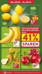 Gazetka promocyjna Aldi Nord - Von Montag - Gazetka - ważna od 04.11 do 04.11.2023 - strona 2 - produkty: aldi, angebot, apfel, banane, bananen, bio, bio-zitronen, Birnen, eis, grana, granatapfel, LG, Rana, reis, Schal, Schale, tafelbirnen, Ti, trolli, zitrone, zitronen, ZTE