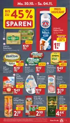 Gazetka promocyjna Aldi Nord - Von Montag - Gazetka - ważna od 04.11 do 04.11.2023 - strona 9 - produkty: arla, auer, aufstrich, bärenmarke, beutel, brot, brotaufstrich, butter, eis, filterkaffee, finello, Geflügel, gin, gurke, gutfried, haltbare milch, jacobs, kaffee, Käse, kerrygold, kotelett, krakauer, leerdammer, milch, rama, Reibekäse, reis, Ti, wiener, wurst, ZTE