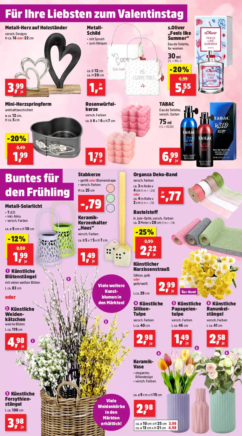 Aktueller Prospekt Thomas Philipps - von 10.02 bis 15.02.2025 - strona 4 - produkty: akku, blume, blumen, Blüte, eau de toilette, Holz, Kätzchen, kerze, Kerzenhalter, Kunstblume, Narzissen, olive, Organza, ring, rosen, s.oliver, Springform, Stabkerze, Ti, Vase, würfel