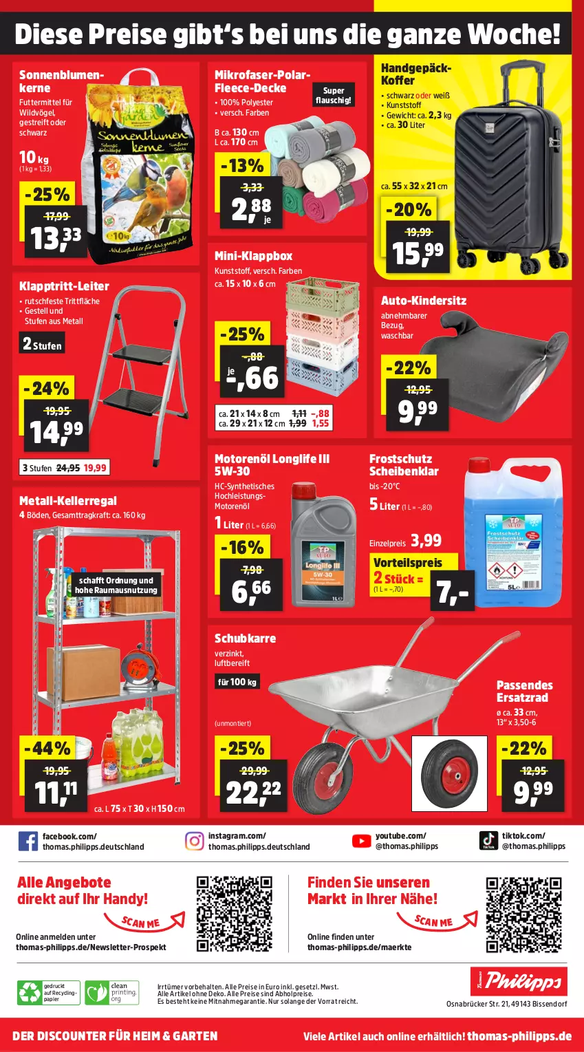 Aktueller Prospekt Thomas Philipps - von 10.02 bis 15.02.2025 - strona 8 - produkty: abholpreise, alle preise sind abholpreise, angebot, angebote, auto, blume, blumen, Clin, decke, discount, eis, elle, Garten, Handy, Kinder, Kindersitz, Klappbox, klapptritt, koffer, kraft, longlife, Maus, mikrofaser, motorenöl, papier, regal, reis, sonnenblume, sonnenblumen, Sonnenblumenkerne, Ti, tisch, vorteilspreis, Wild, Yo