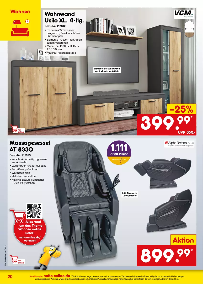 Aktueller Prospekt Netto Marken-Discount - Online-Angebote November - von 01.11 bis 30.11.2023 - strona 20 - produkty: angebot, auto, eis, ente, Holz, latte, lautsprecher, LG, Mode, ndk, reis, Ria, sessel, Ti, wohnwand, ZTE