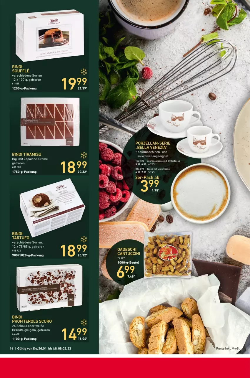 Aktueller Prospekt Selgros - Gastro - von 26.01 bis 08.02.2023 - strona 14 - produkty: brandt, cantuccini, cin, creme, eis, elle, espresso, Kugel, mikrowelle, reis, schoko, spülmaschinen, Tartufo, tasse, tuc