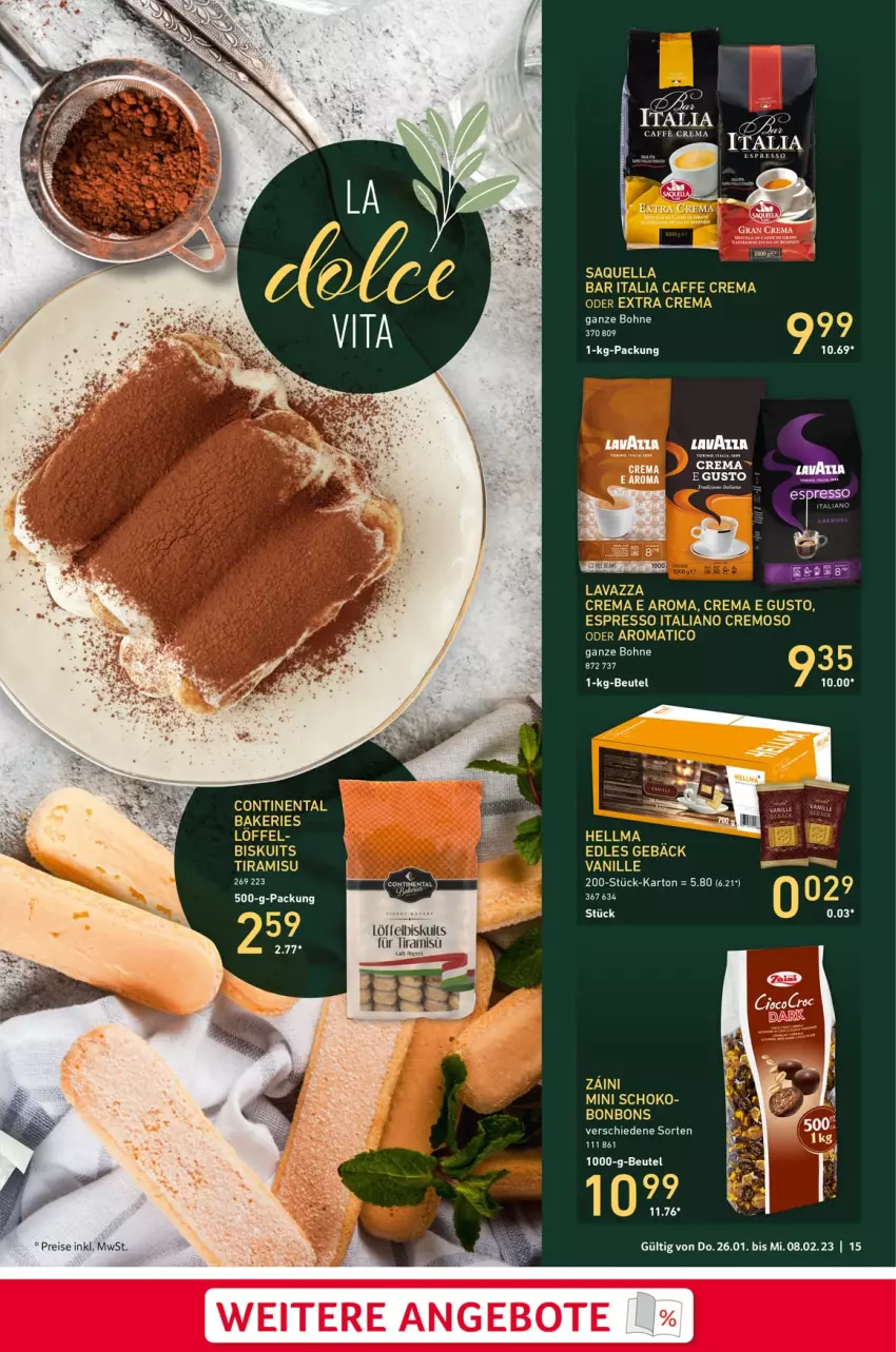 Aktueller Prospekt Selgros - Gastro - von 26.01 bis 08.02.2023 - strona 15 - produkty: angebot, angebote, beutel, bohne, bonbons, caffe, eis, espresso, geback, Löffel, Löffelbiskuits, reis, rum, schoko, Ti, vanille