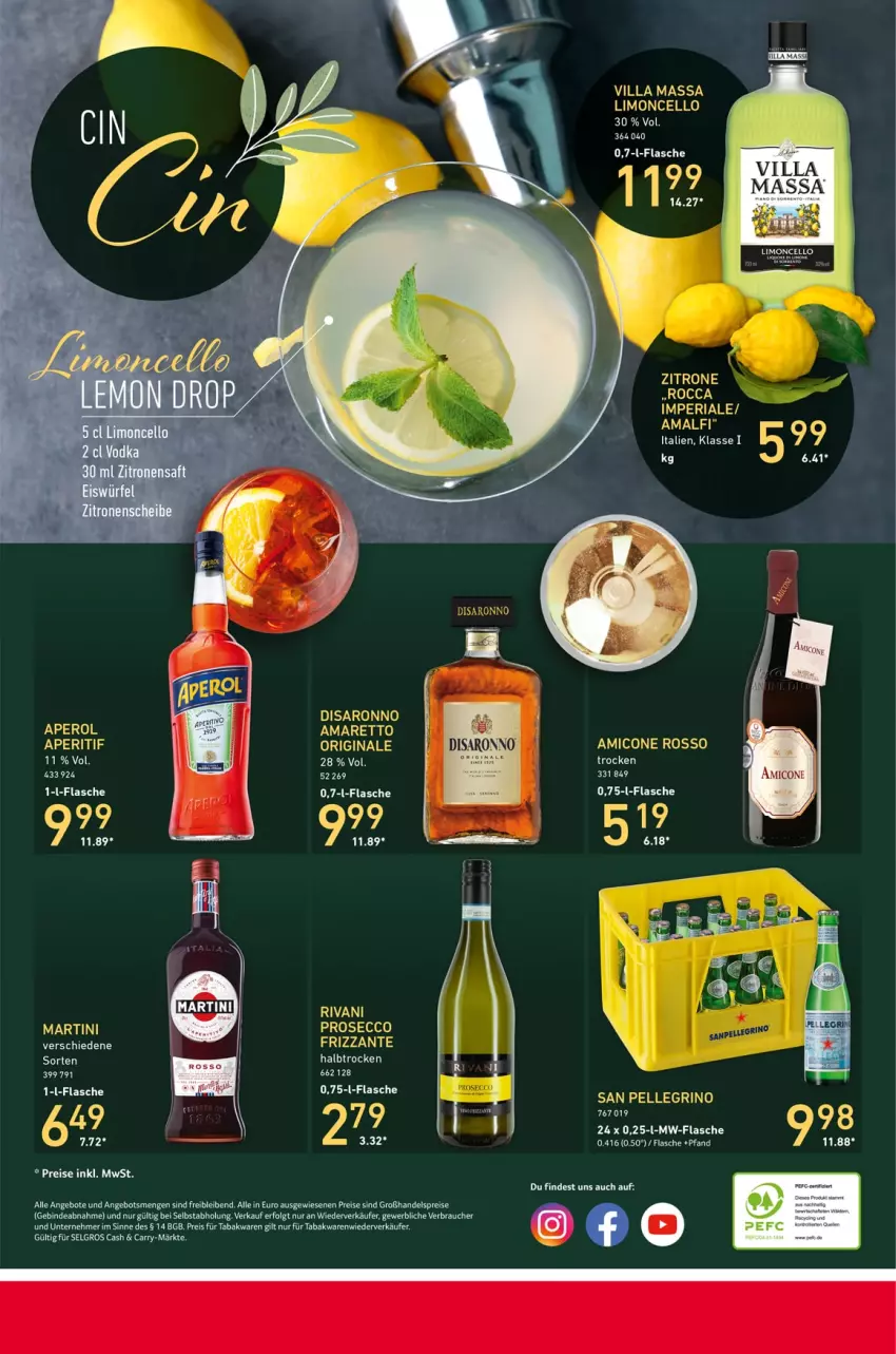 Aktueller Prospekt Selgros - Gastro - von 26.01 bis 08.02.2023 - strona 16 - produkty: Amaretto, angebot, angebote, ecco, eis, elle, flasche, gin, LG, limo, martini, mw-flasche, prosecco, Rauch, reis, san pellegrino, saro, tee, Ti, zitrone