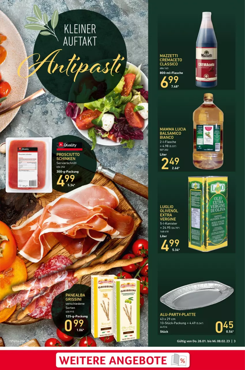 Aktueller Prospekt Selgros - Gastro - von 26.01 bis 08.02.2023 - strona 3 - produkty: angebot, angebote, balsam, balsamico, balsamico bianco, classico, flasche, gin, grissini, K2, leine, mam, prosciutto, schinken, Ti