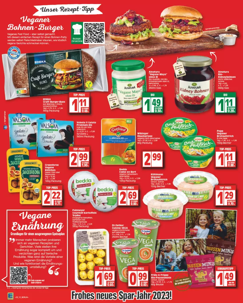 Aktueller Prospekt Edeka - Angebote der Woche - von 09.01 bis 14.01.2023 - strona 12 - produkty: aufstrich, Becher, beutel, bier, Biere, bio, bohne, bohnen, brot, brotaufstrich, burger, camembert, creme, einkaufstipp, eis, elle, erbsen, erde, fisch, fleisch, hafer, kartoffel, kartoffeln, kidney, Kochcreme, kühlmann, LG, mac, malz, marinade, natur, natura, Popp, reis, rel, rezept, rezepte, salat, schnitten, Ti, top-preis, Trüffel, Yo, ZTE