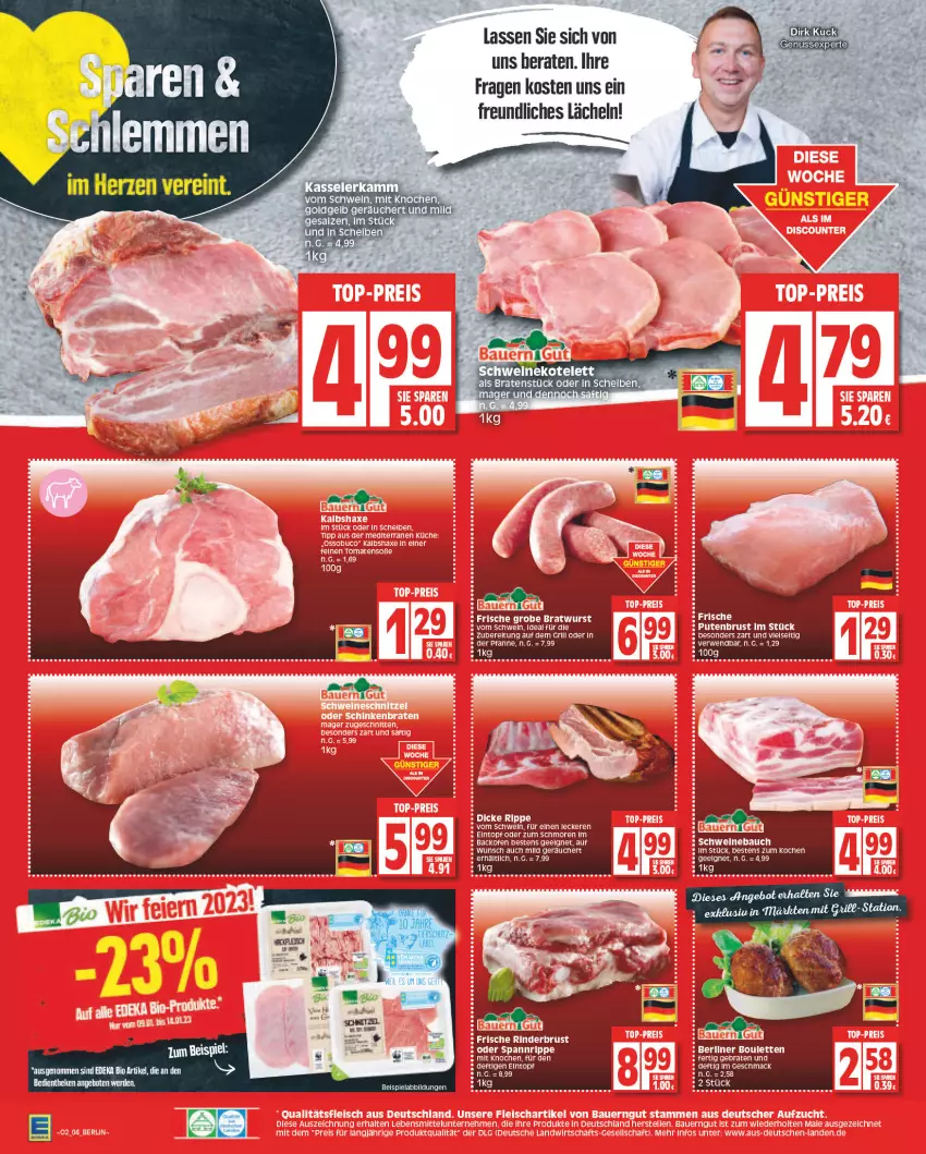 Aktueller Prospekt Edeka - Angebote der Woche - von 09.01 bis 14.01.2023 - strona 4 - produkty: angebot, angebote, backofen, Bau, beispielabbildung, berliner, bio, braten, deka, edeka bio, eier, eintopf, eis, erde, grill, LG, Ofen, pfanne, rind, rinder, rwe, schwein, schweine, Schweinebauch, Ti, topf, wein, weine