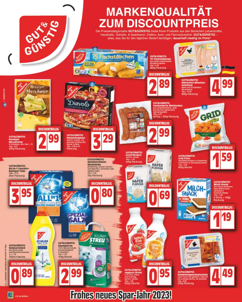 Aktueller Prospekt Edeka - Angebote der Woche - von 09.01 bis 14.01.2023 - strona 8 - produkty: beutel, eis, flasche, geschirr, hafer, Heu, klumpstreu, kraft, milch, natur, reiniger, reis, rum, salz, scheuermilch, Spezi, spülmaschinen, Ti, ZTE