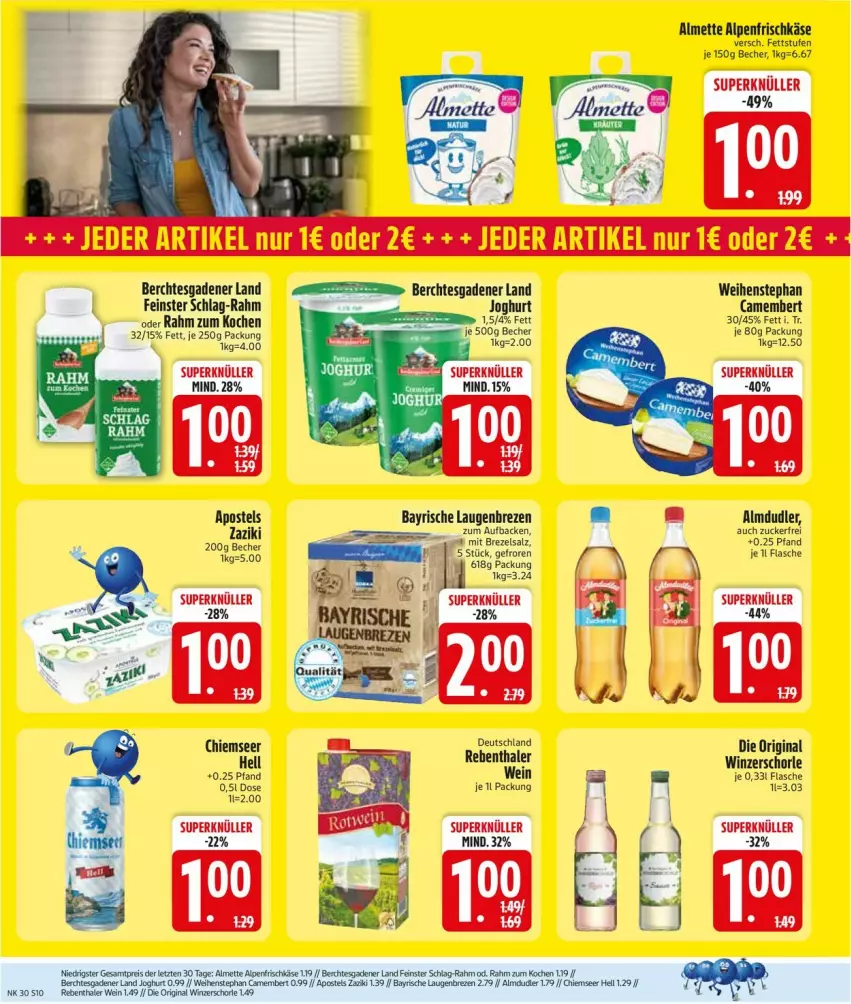Aktueller Prospekt Edeka - Prospekte - von 20.07 bis 25.07.2026 - strona 12 - produkty: almdudler, almette, alpenfrischkäse, apostels, Becher, brezel, camembert, chia, flasche, frischkäse, gin, Käse, Mett, salz, schorle, weihenstephan, wein, zaziki, zucker
