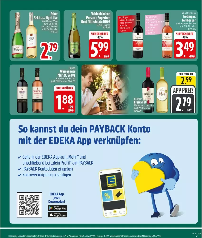 Aktueller Prospekt Edeka - Prospekte - von 20.07 bis 25.07.2026 - strona 25 - produkty: alkohol, Berger, brut, deka, ecco, eier, eis, flasche, freixenet, merl, merlot, nuss, payback, prosecco, reis, sim, Ti, trolli, trollinger, valdo, wein, ZTE
