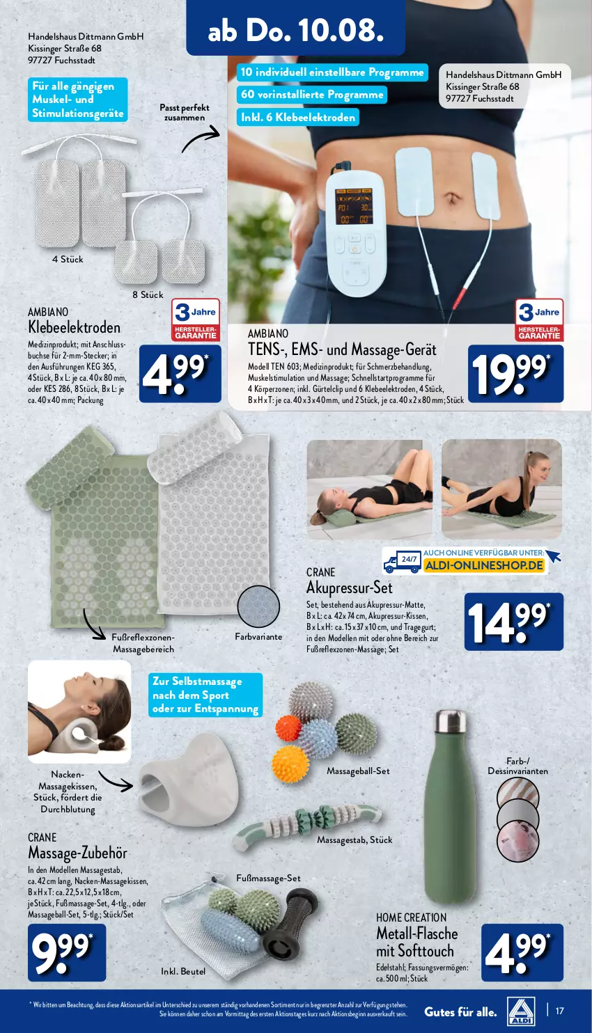 Aktueller Prospekt Aldi Nord - Von Montag - von 07.08 bis 12.08.2023 - strona 17 - produkty: aldi, ambia, ball, beutel, buch, dell, dittmann, edelstahl, Elektro, elle, flasche, gin, kissen, LG, medizinprodukt, Mode, Ria, Sport, Ti, ZTE