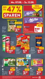 Gazetka promocyjna Aldi Nord - Von Montag - Gazetka - ważna od 12.08 do 12.08.2023 - strona 7 - produkty: auer, aufstrich, aus der tiefkühlung, beutel, curry, dip, eis, elle, erdnuss, frucht, fruchtaufstrich, gin, iglo, lorenz, milka, mövenpick, nuggets, nuss, pistazien, pringles, rahm-spinat, reis, ring, salz, snack, spinat, teller, Ti, toast, toasty, ZTE