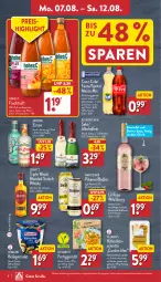 Gazetka promocyjna Aldi Nord - Von Montag - Gazetka - ważna od 12.08 do 12.08.2023 - strona 8 - produkty: alkohol, Becher, beere, beeren, blended scotch, blended scotch whisky, braten, coca-cola, cocktail, cola, cordon bleu, drink, eis, eistee, eiswürfel, elle, erfrischungsgetränk, fanta, fertiggericht, flasche, fleisch, frucht, fruchtsaft, getränk, gouda, Hähnchenfleisch, Hohes C, homann, ilag, kochschinken, mac, Mezzo Mix, pils, pilsener, pute, radler, reis, rotkäppchen, saft, salat, Schal, Schale, schinken, scotch, scotch whisky, sekt, sprite, steiner, tee, teller, Ti, warsteiner, wein, whisky, Wild, wild berry, würfel, ZTE, zucker