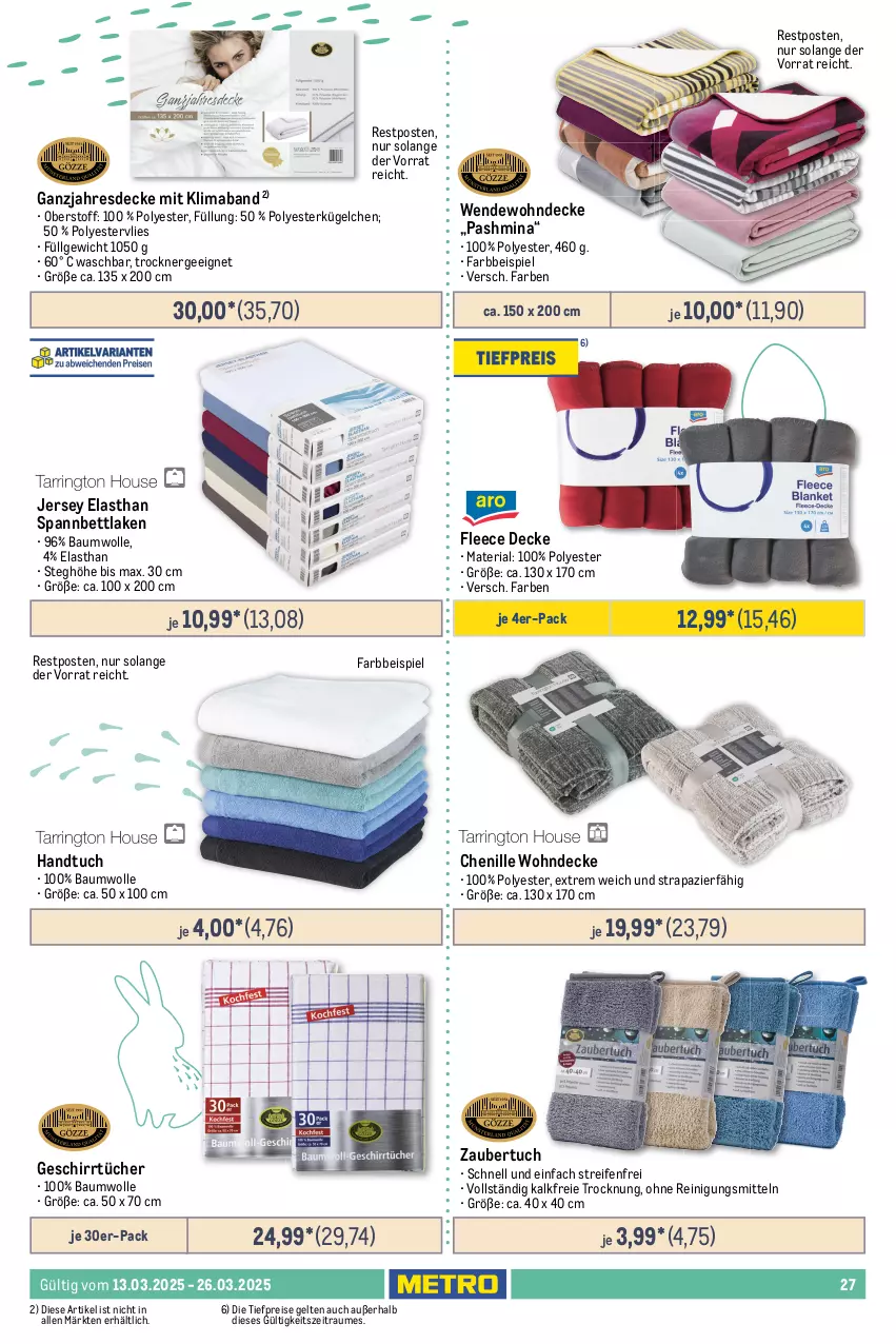 Aktueller Prospekt Metro - Food-Nonfood - von 13.03 bis 26.03.2025 - strona 27 - produkty: anzündkamin, Bau, baumwolle, bett, braten, briketts, decke, Deckel, edelstahl, eis, Elektro, elle, ente, Ergee, ganzjahresdecke, gasgrill, geschirr, geschirrtücher, grill, grillfläche, grillrost, handtuch, Kamin, Kugel, kugelgrill, lack, LG, mab, ndk, reifen, Reinigung, Reinigungsmittel, reis, Ria, spannbettlaken, teller, Ti, tiefpreis, tisch, Trockner, tuc, tücher, weber, wolle, würfel