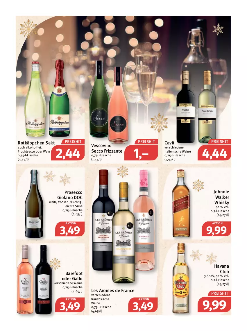 Aktueller Prospekt Feneberg - Prospekte - von 16.12 bis 18.12.2021 - strona 16 - produkty: alkohol, ecco, eis, flasche, frizzante, frucht, fruchtsecco, gallo, Havana Club, johnnie walker, prosecco, reis, rotkäppchen, sekt, Ti, vescovino, wein, weine, whisky