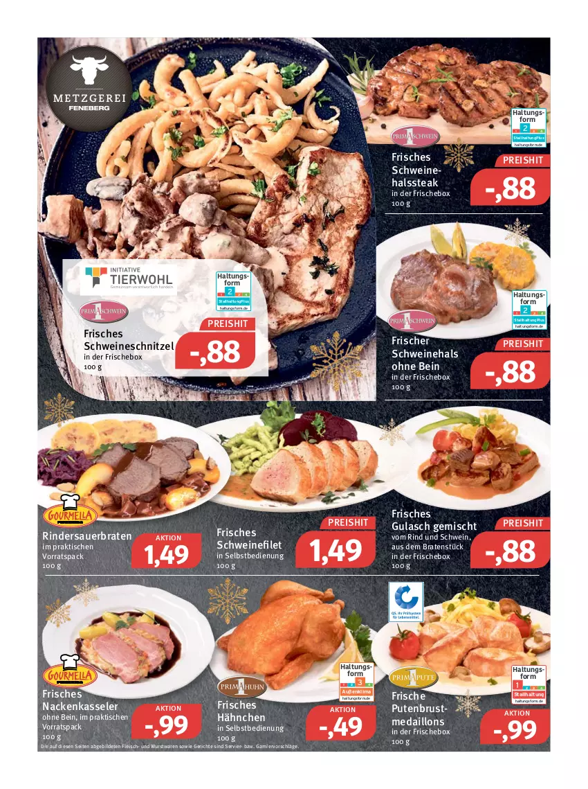 Aktueller Prospekt Feneberg - Prospekte - von 16.12 bis 18.12.2021 - strona 2 - produkty: auer, braten, eis, filet, fleisch, garnier, gulasch, kasseler, medaillons, pute, putenbrust, reis, rind, rinder, schnitzel, schwein, schweine, schweinefilet, schweineschnitzel, steak, Ti, tisch, wein, weine, wurst