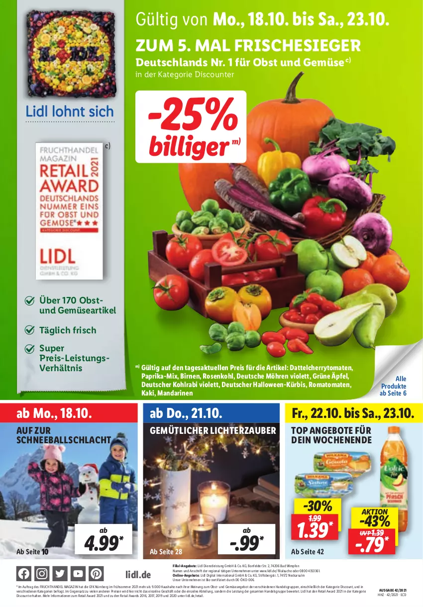 Aktueller Prospekt Lidl - Aktionsprospekt - von 18.10 bis 23.10.2021 - strona 1