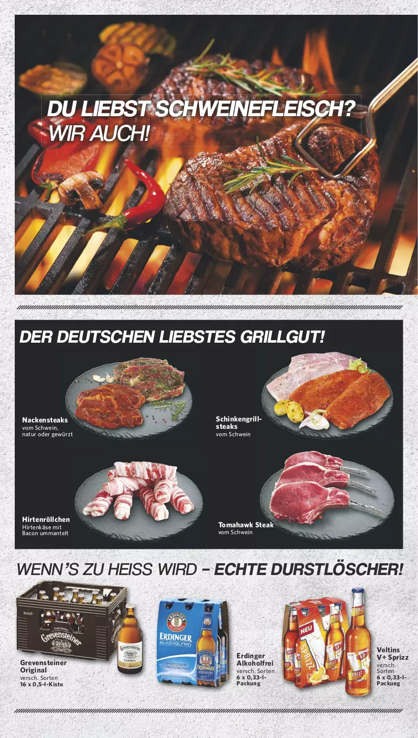 Aktueller Prospekt Famila - Prospekte - von 22.04 bis 27.04.2024 - strona 3 - produkty: alkohol, bacon, durstlöscher, eis, erdinger, fleisch, gewürz, gin, grevensteiner, grill, hirtenkäse, Hirtenröllchen, Käse, LG, Mantel, Nackensteak, nackensteaks, natur, schinken, schwein, schweine, schweinefleisch, Sprizz, steak, steaks, steiner, Ti, veltins, wein, weine