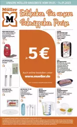 Gazetka promocyjna Mueller - Haushaltswaren Angebote - Gazetka - ważna od 14.01 do 14.01.2023 - strona 1 - produkty: angebot, angebote, aufbewahrungsbox, Becher, besteck, besteckset, braten, decke, Deckel, edelstahl, ente, Germ, kuchen, latte, lebensmittel, LG, Luftbefeuchter, Messbecher, Muffin, Muffinform, Müller, Pantoffeln, spülmaschinen, Ti