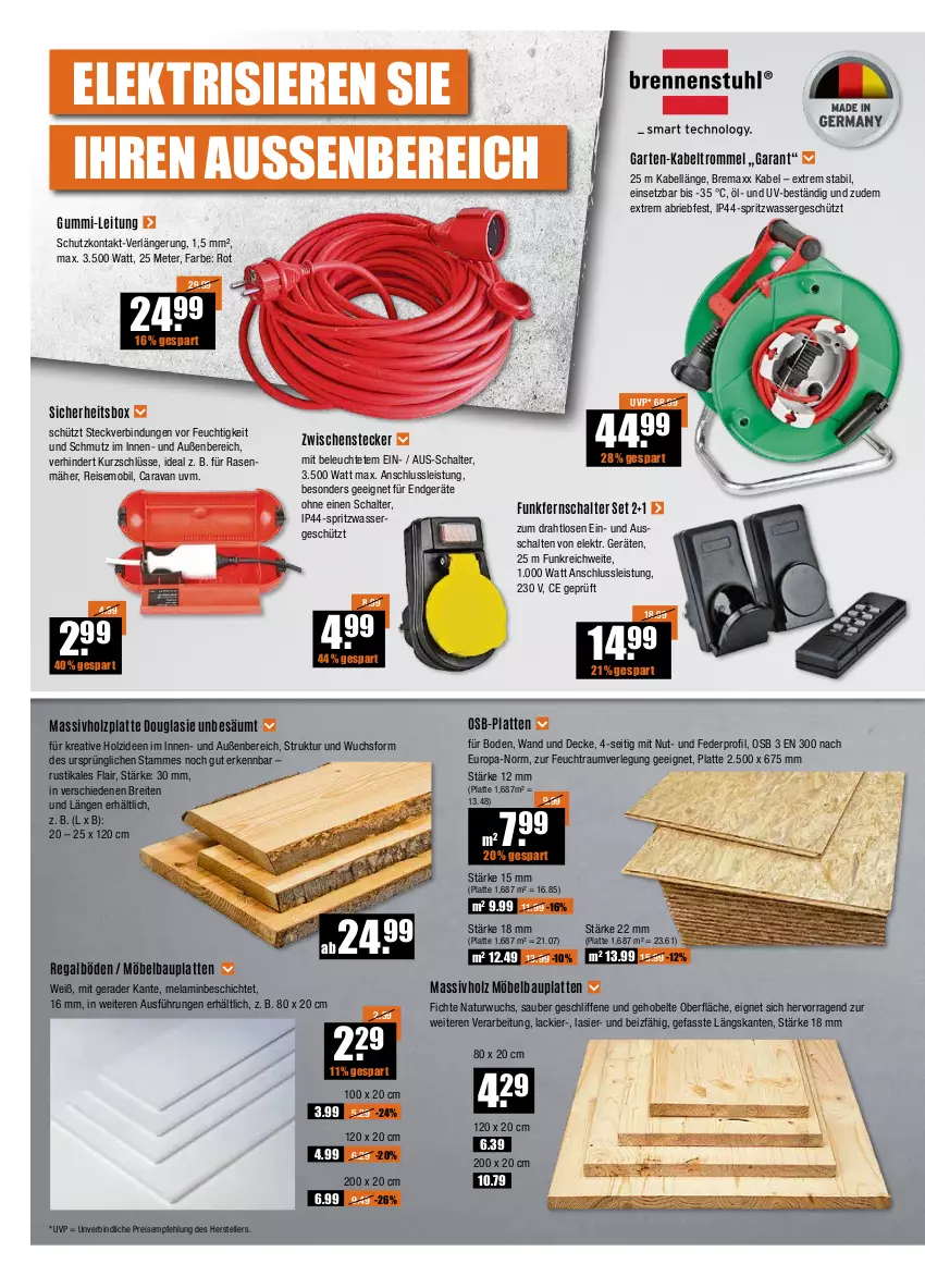 Aktueller Prospekt Vmarkt - V-Baumarkt - von 05.05 bis 11.05.2022 - strona 10 - produkty: Bau, Brei, brie, decke, Draht, eis, elle, Garten, Holz, Kabeltrommel, lack, latte, Leuchte, massivholz, möbel, natur, rasen, rasenmäher, regal, reis, Schal, teller, Ti, trommel, wasser