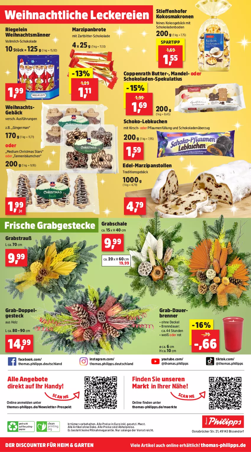 Aktueller Prospekt Thomas Philipps - von 11.11 bis 16.11.2024 - strona 10 - produkty: abholpreise, alle preise sind abholpreise, angebot, angebote, auer, brot, butter, Clin, coppenrath, decke, Deckel, discount, eis, Garten, Germ, gin, ginger, Grabschale, Handy, Holz, kirsch, kokos, krone, kuchen, Lebkuchen, LG, mandel, marzipan, milch, papier, pflaume, pflaumen, reis, riegel, Schal, Schale, schoko, schokolade, schokoladen, spartipp, Stollen, Ti, vollmilch, Yo