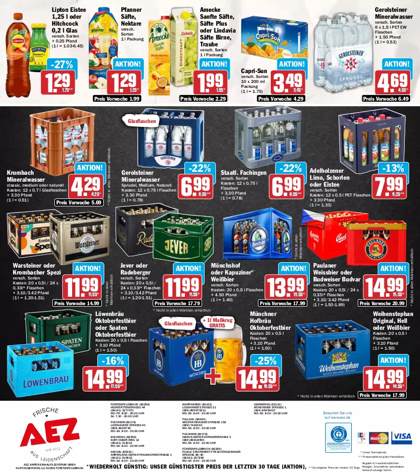 Aktueller Prospekt Aez - Prospekte - von 07.09 bis 12.09.2026 - strona 16 - produkty: adelholzener, AEZ, Alwa, amecke, Berger, bier, buch, budweiser, Cap, capri-sun, drucker, eis, eistee, elle, Engel, ente, flasche, Germ, gerolsteine, gerolsteiner, gin, glasflasche, Holz, jever, kerze, krombache, krombacher, krumbach, limo, lipton, mineralwasser, mönchshof, natur, Nektar, Paula, paulaner, perla, pfanne, Pfanner, radeberger, reis, rel, ring, rum, säfte, schorle, Spaten, Spezi, Sprudel, Staatl. Fachingen, steiner, tee, teller, Ti, uhr, warsteiner, wasser, weihenstephan, weissbier, ZTE