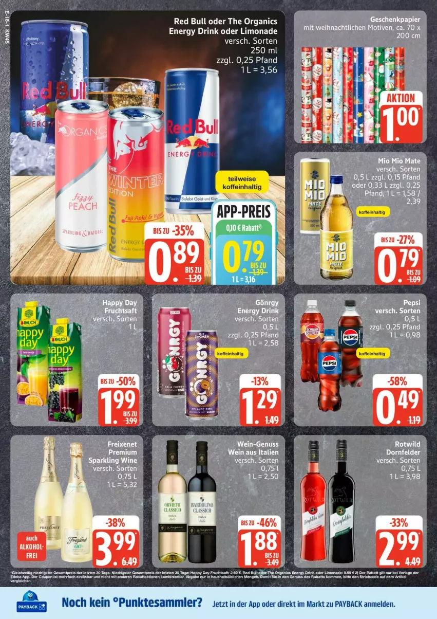 Aktueller Prospekt Edeka - Prospekte - von 03.11 bis 08.11.2025 - strona 18 - produkty: drink, eis, energy drink, freixenet, Geschenkpapier, limo, limonade, papier, payback, tee, tesa, Ti, wein, ZTE