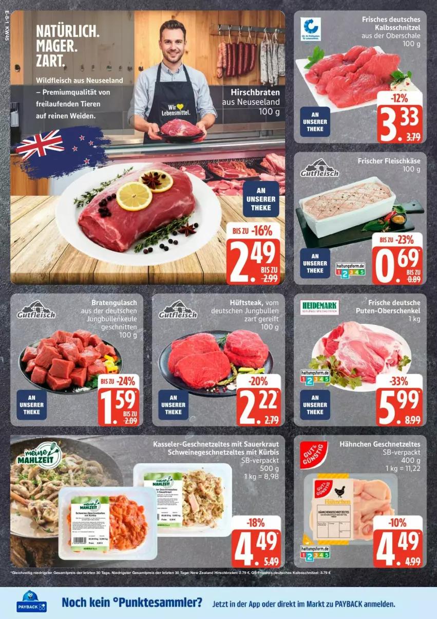 Aktueller Prospekt Edeka - Prospekte - von 03.11 bis 08.11.2025 - strona 8 - produkty: auer, braten, eis, Elan, elle, fleisch, geschnetzeltes, Kraut, Kürbis, payback, Sauerkraut, tee, tesa, Wild, Zelt