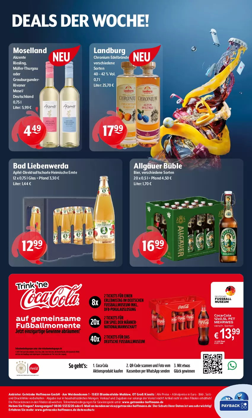 Aktueller Prospekt Getraenke Hoffmann - Prospekte - von 23.06 bis 28.06.2025 - strona 8 - produkty: abholpreise, apfel, Bad, Bad Liebenwerda, bier, burgunder, direktsaft, eis, ente, getränk, getränke, gewinnspiel, grauburgunder, LG, moselland, Müller, Müller-Thurgau, reis, riesling, Rivaner, saft, schorle, Spiele, Ti