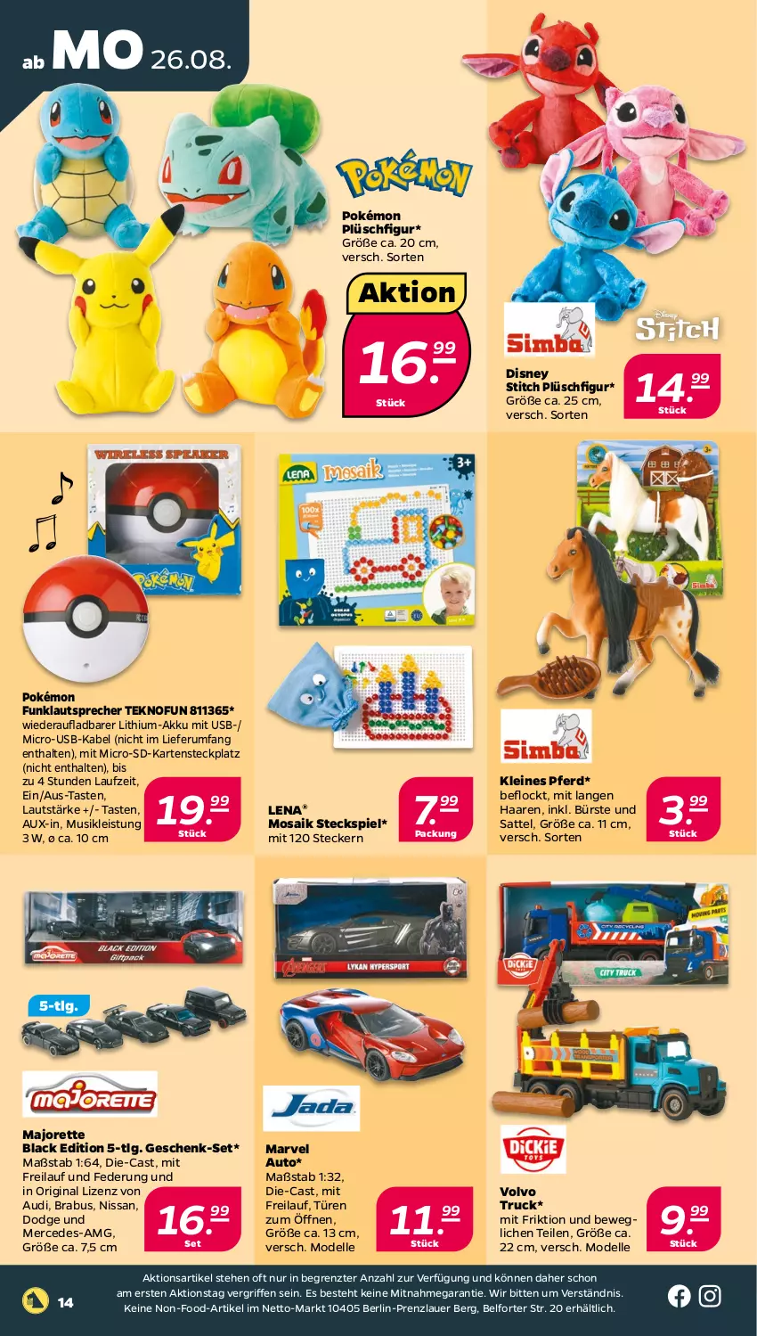 Aktueller Prospekt Netto - Woche 35 - von 26.08 bis 31.08.2024 - strona 14 - produkty: abus, akku, auer, auto, bürste, dell, disney, eis, elle, gin, lack, lautsprecher, leine, LG, Mode, nissan, Plüsch, rum, sattel, Steckspiel, Ti, usb, ZTE