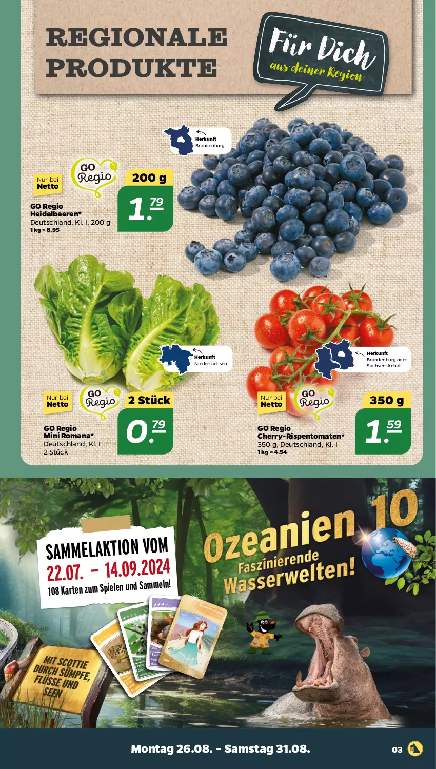 Aktueller Prospekt Netto - Woche 35 - von 26.08 bis 31.08.2024 - strona 3 - produkty: beere, beeren, heidelbeere, heidelbeeren, rispentomaten, sac, Ti, tomate, tomaten