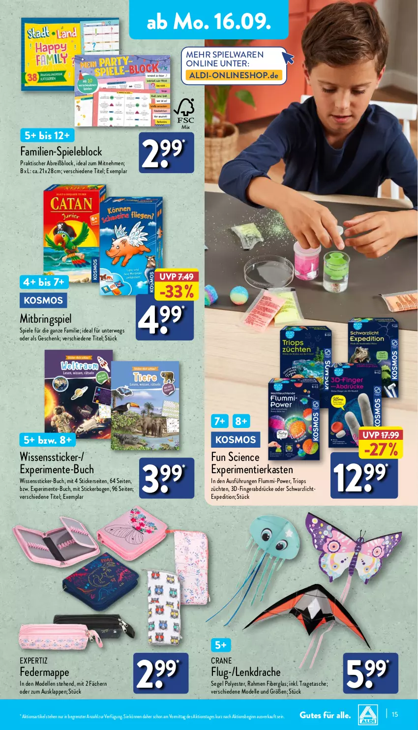 Aktueller Prospekt Aldi Nord - Von Montag - von 16.09 bis 21.09.2024 - strona 15 - produkty: aldi, Brei, buch, Cien, dell, elle, ente, expertiz, gin, Mode, ring, rwe, Spiele, spielwaren, Tasche, Ti, tisch, tragetasche, ZTE