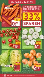 Gazetka promocyjna Aldi Nord - Von Montag - Gazetka - ważna od 21.09 do 21.09.2024 - strona 2 - produkty: aldi, angebot, beutel, bio, champignon, champignons, eis, LG, möhren, reis, rispentomaten, Schal, Schale, speisemöhren, Speisezwiebeln, spitzkohl, Ti, tomate, tomaten, trolli, ZTE, zwiebel, zwiebeln