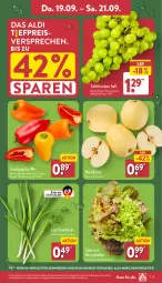 Gazetka promocyjna Aldi Nord - Von Montag - Gazetka - ważna od 21.09 do 21.09.2024 - strona 27 - produkty: aldi, angebot, ball, eis, gin, Lauchzwiebel, lauchzwiebeln, Nashi, paprika, reis, salat, Schal, Schale, snack, tafeltrauben, Ti, trauben, ZTE, zwiebel, zwiebeln