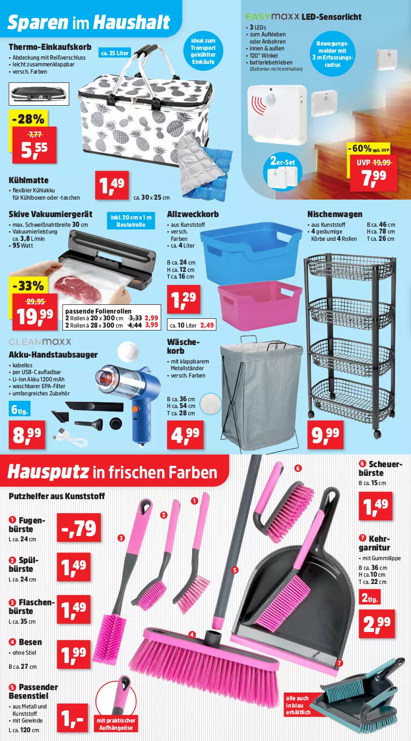 Aktueller Prospekt Thomas Philipps - von 19.05 bis 24.05.2025 - strona 12 - produkty: akku, akku-handstaubsauger, batterie, batterien, beutel, Brei, bürste, einkaufskorb, eis, flasche, Fugenbürste, garnitur, handstaubsauger, Heu, Kehrgarnitur, korb, kühlakku, kühlbox, leds, LG, Sport, staubsauger, Tasche, taschen, Ti, tisch, usb, wäschekorb, weck