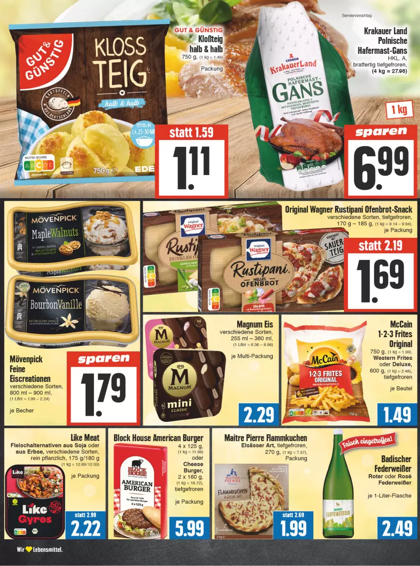 Aktueller Prospekt E Center - Angebote der Woche - von 25.09 bis 30.09.2023 - strona 8 - produkty: auer, Bad, Becher, beutel, brot, burger, eis, elsässer art, flammkuchen, flasche, fleisch, Fleischalternative, gin, hafer, je 1-liter-flasche, krakauer, kuchen, lamm, lebensmittel, Like Meat, magnum, mccain, mövenpick, Ofen, original wagner, rustipani, rwe, Schal, snack, soja, Ti, wagner, Weste