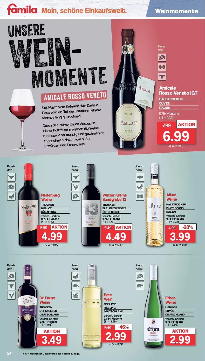 Aktueller Prospekt Famila - Prospekte - von 15.01 bis 20.01.2024 - strona 24 - produkty: amica, auer, aust, Bau, blauer zweigelt, bree, cuvée, dornfelder, eis, elle, ente, flasche, gewürz, Holz, merl, merlot, nederburg, Pinot, pinot grigio, reis, riesling, Ti, usb, wein, weine, ZTE, Zweigelt