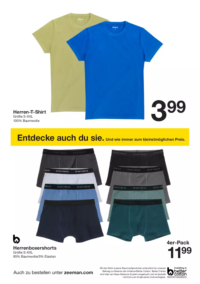 Aktueller Prospekt Zeeman - Prospekte - von 31.08 bis 13.09.2024 - strona 18 - produkty: Bau, baumwolle, bett, decke, eis, elle, herren-t-shirt, LG, reis, shirt, shorts, T-Shirt, Ti, wolle