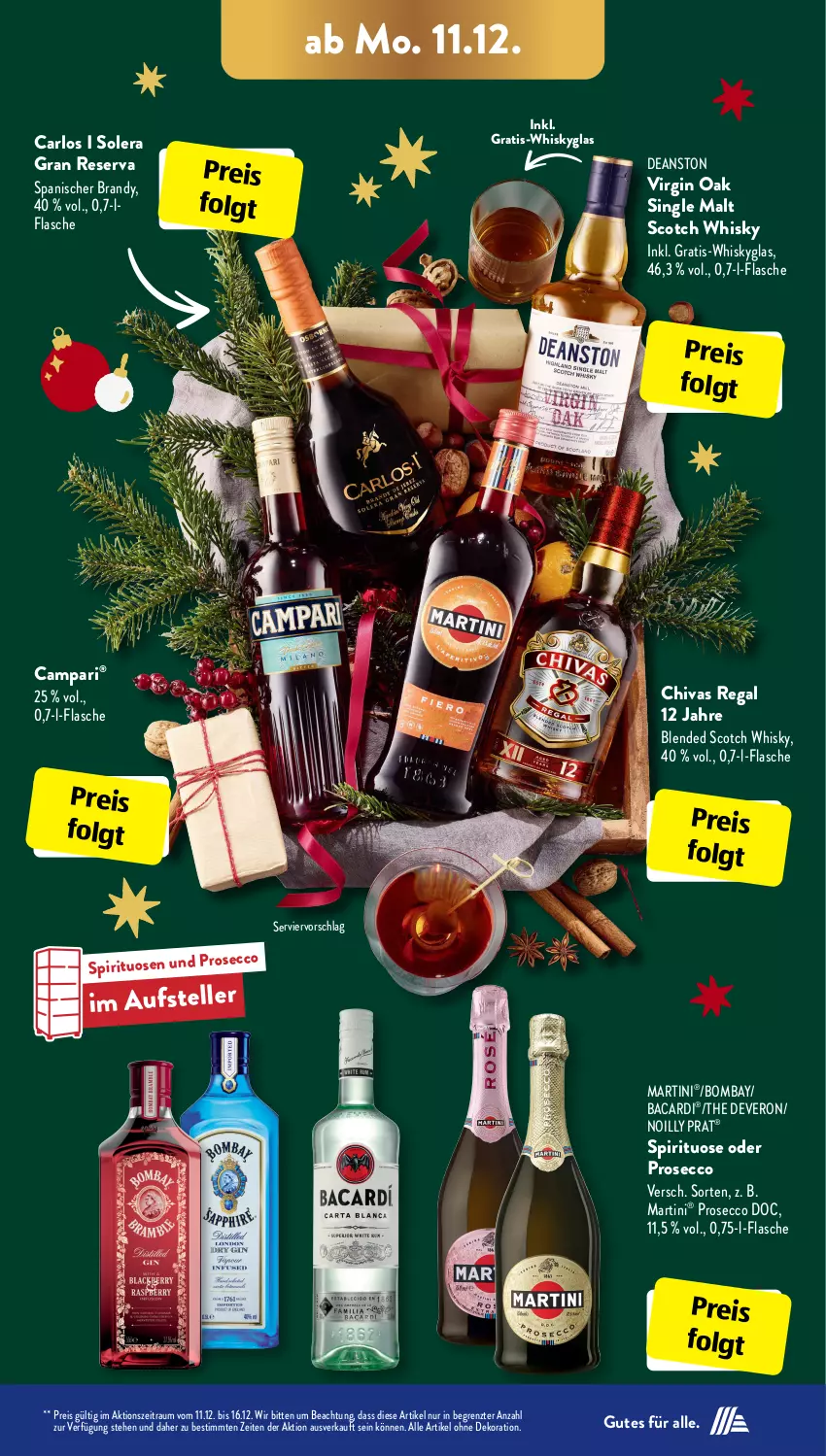 Aktueller Prospekt AldiSud - IN ZWEI WOCHEN - von 11.12 bis 16.12.2023 - strona 4 - produkty: alle artikel ohne dekoration, arlo, bacardi, blended scotch, blended scotch whisky, campari, dekoration, ecco, eis, elle, flasche, gin, LG, martini, prosecco, regal, reis, scotch, scotch whisky, single malt, spirituosen, teller, Ti, whisky, Whiskyglas, ZTE