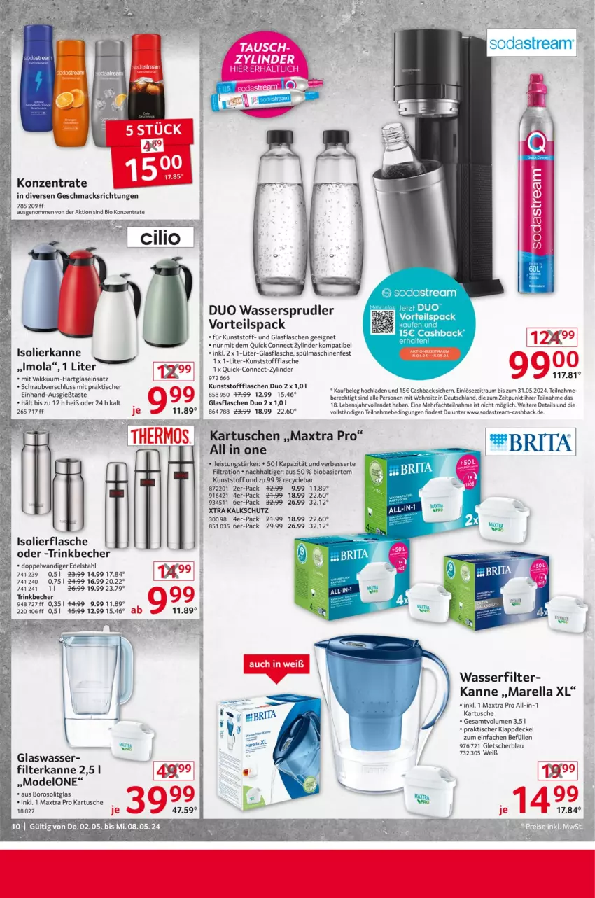 Aktueller Prospekt Selgros - Non Food - von 02.05 bis 08.05.2024 - strona 10 - produkty: akku, Becher, bio, brita, decke, Deckel, edelstahl, eis, flasche, glasflasche, isolierkanne, mac, Maxtra, Mode, rel, Soda, sodastream, spülmaschinen, Ti, tisch, trinkbecher, wasser, wasserfilter, wassersprudler