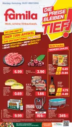 Gazetka promocyjna Famila - Prospekte - Gazetka - ważna od 09.07 do 09.07.2022 - strona 1 - produkty: angebot, angebote, aust, beutel, eis, elle, flammkuchen, flasche, fleisch, hackfleisch, hackfleisch gemischt, holländischer schnittkäse, Käse, kirsch, kirsche, kirschen, küche, kuchen, lamm, lebensmittel, leerdammer, maggi, maggi fix, Ofen, pils, pilsener, Pinsel, pizza, pool, reis, rind, ring, rwe, schnittkäse, schwein, schwein und rind, steinofen, steinofen pizza, tee, teller, Ti, urvater, veltins, veltins pilsener, wagner, wein