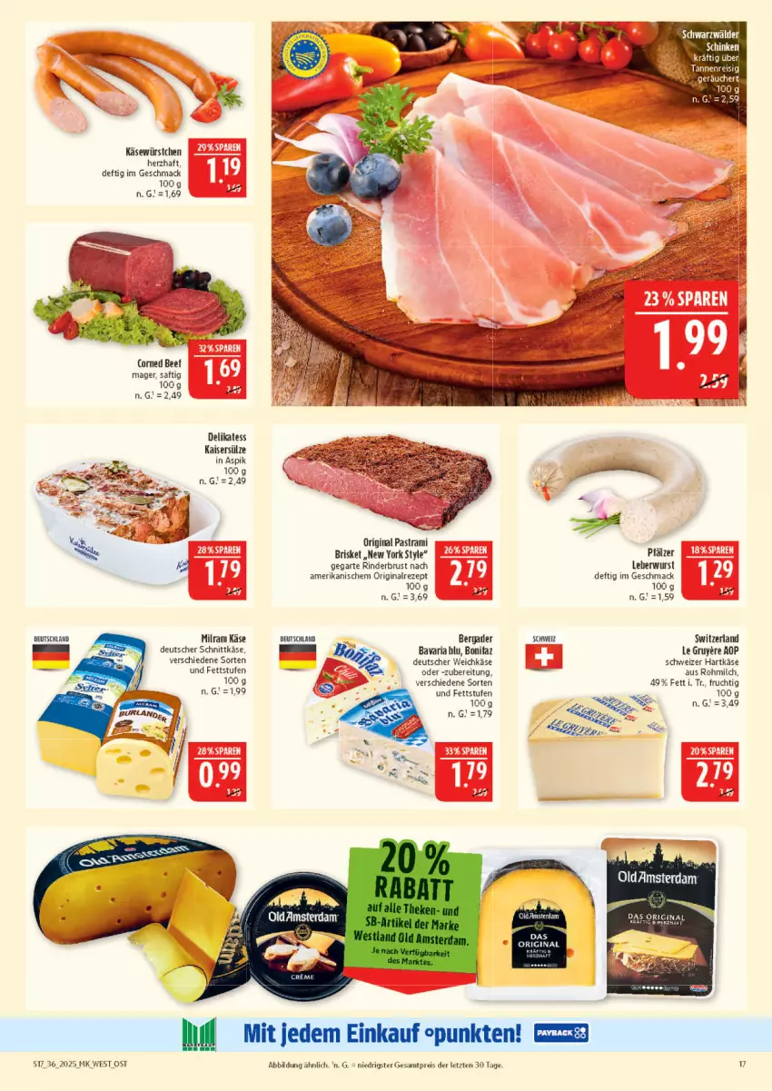 Aktueller Prospekt Marktkauf - Prospekt - von 31.08 bis 06.09.2025 - strona 17 - produkty: Astra, bavaria blu, beef, bergader, deutscher schnittkäse, deutscher weichkäse, eis, frucht, gin, hartkäse, Kaiser, Kaisersülze, Käse, leberwurst, mac, milch, milram, pastrami, reis, rezept, Ria, rind, rinder, saft, schnittkäse, schweizer hartkäse, Ti, weichkäse, wurst, würstchen, Yo, ZTE